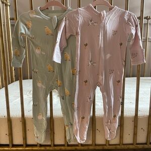 Kyte Baby Zipper PJ Easter Aloe Chick (green chicks)&Blush Rabbit (pink bunnies)